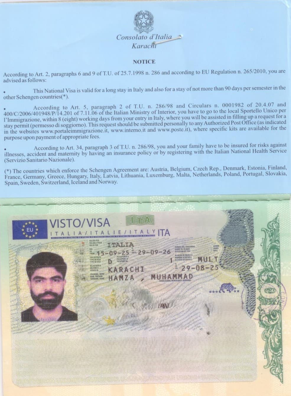 Hamza Italy Visa
