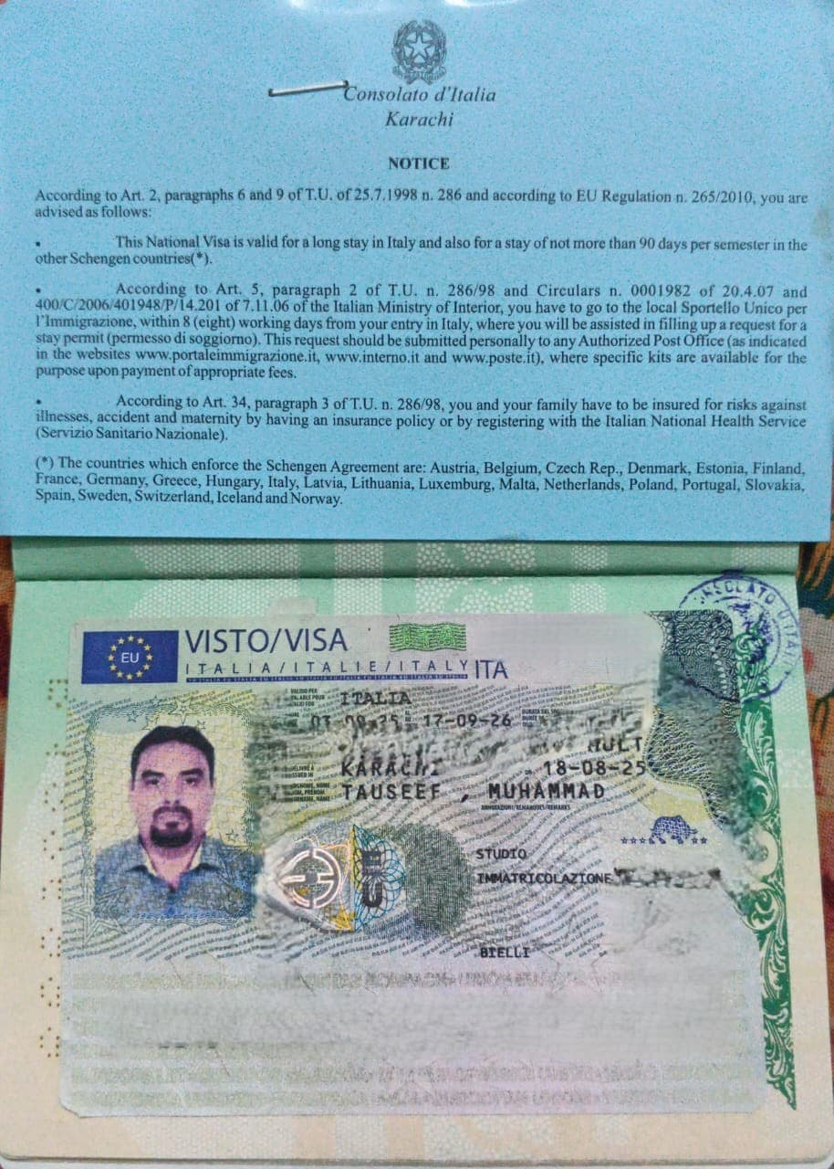 Tauseef Italy Visa